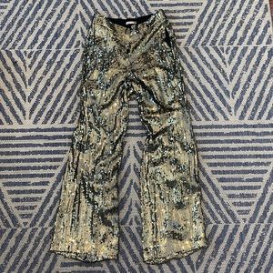 Alice + Olivia high waisted wide leg pant - with black under slip